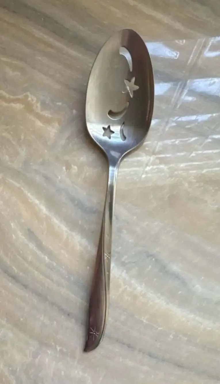 Vintage Oneida Community Stainless Twin Star Pierced Serving Spoon